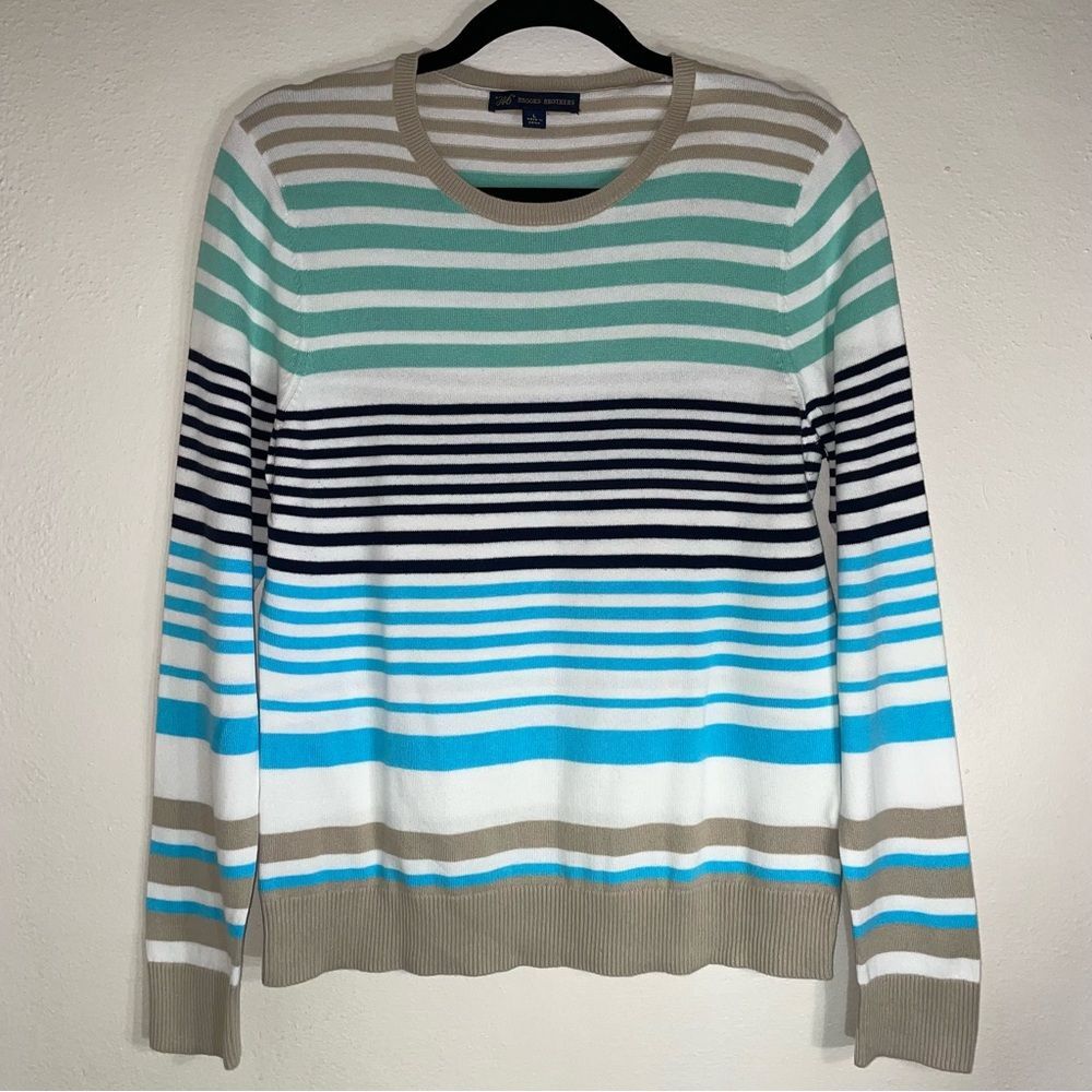 Brooks Brothers M Cotton Crew Neck Striped Sweater Long Sleeve